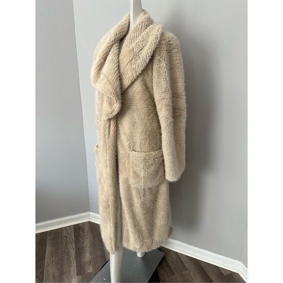 One Teaspoon The Wonderland Wide Collar Faux Fur Long Line Coat Medium $278 - Picture 6 of 15